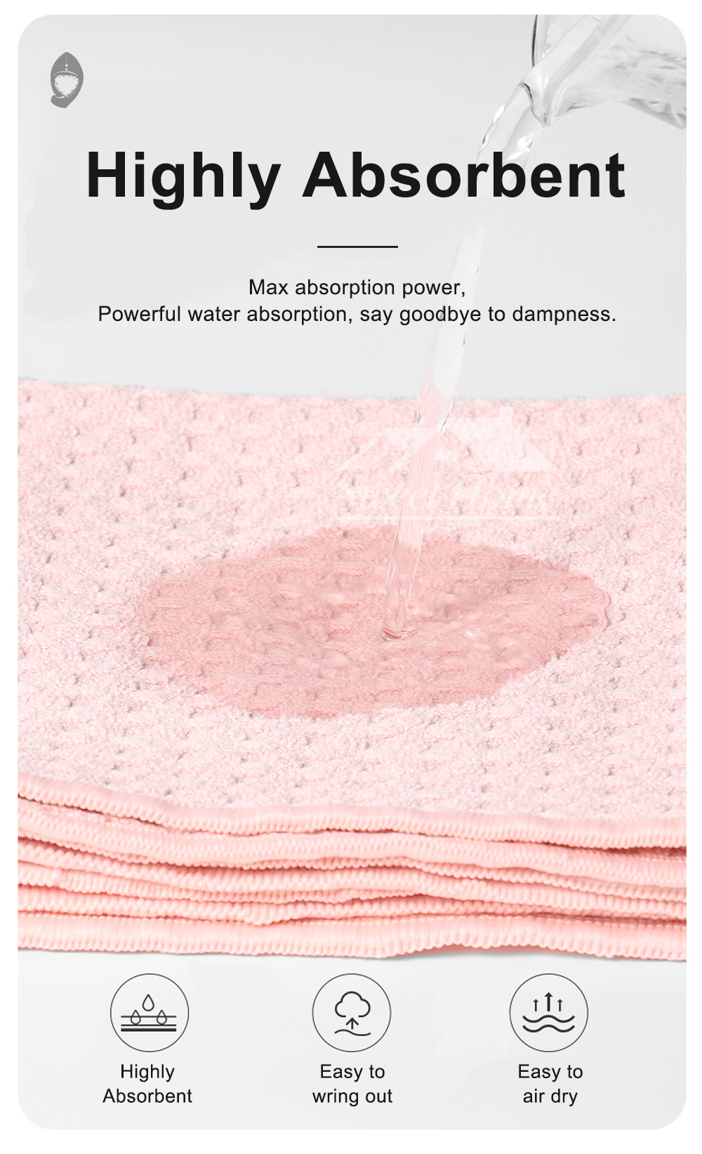 Waffle Weave Elastic Hair Drying Cap-2